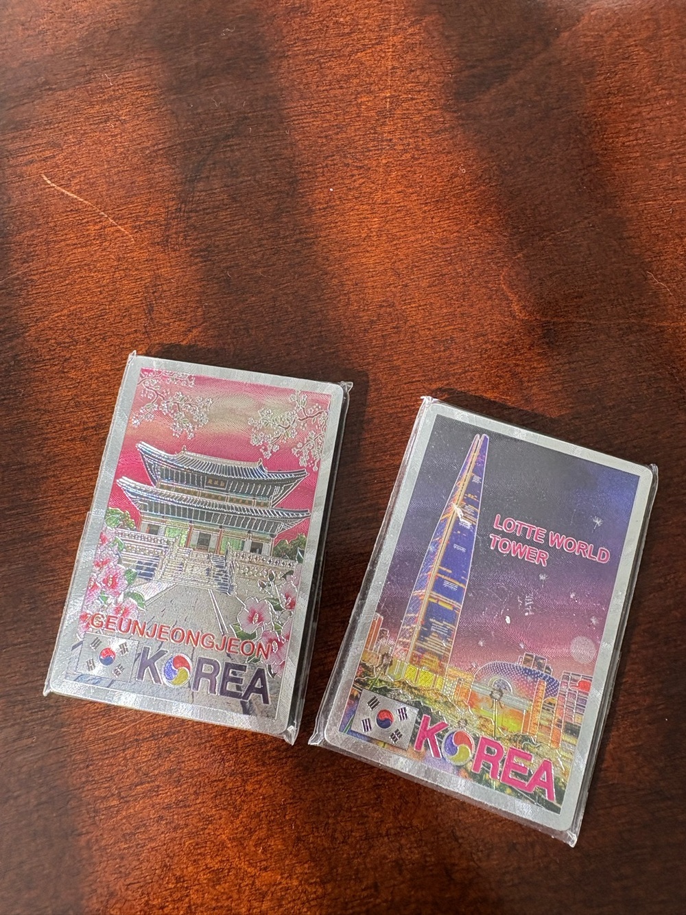 KOREA Souvenir Magnet Set - Pink and Purple Cityscape Designs
